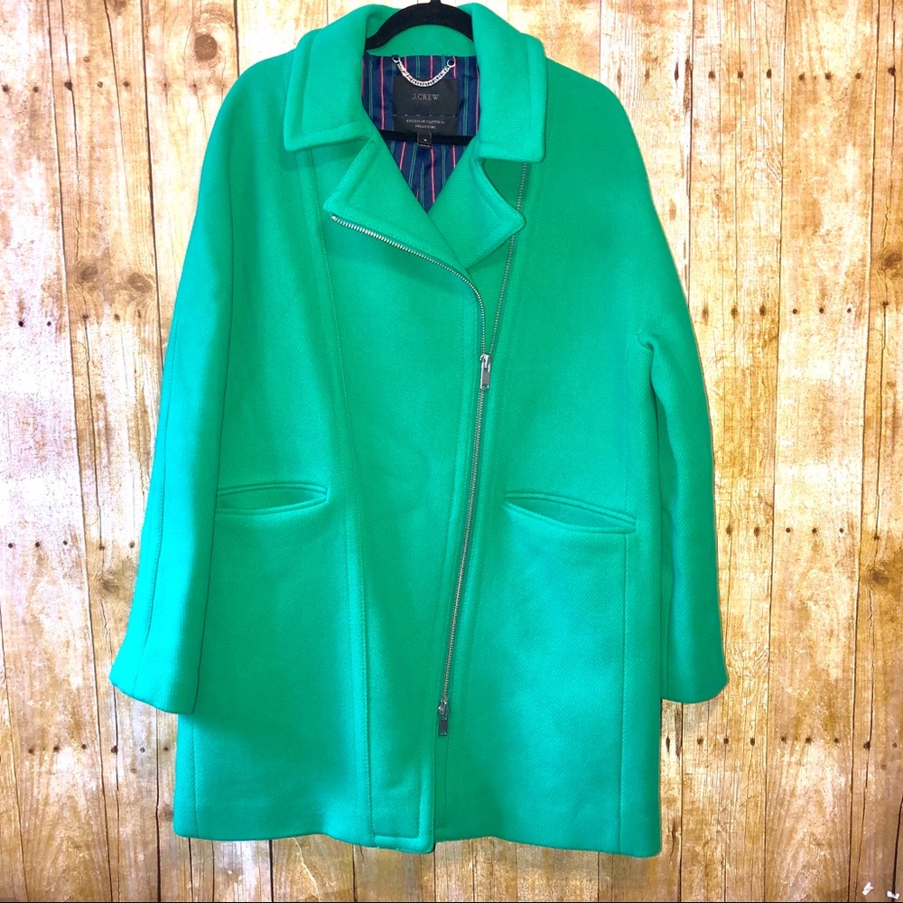 J. Crew | Green Stadium Cloth Side Zipper Coat